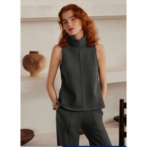 OGL Top Size S NEW FuzzLuxe Turtle Neck Split Hem Top Classic Charcoal Gray